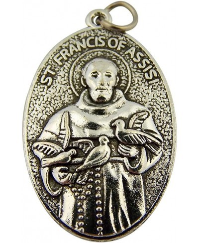 Silver Tone Pope Francis with Saint Francis of Assisi Medal 1 3/4 Inch $10.26 Pendants & Coins