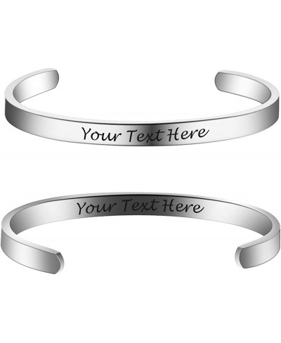 6MM 8MM Personalized Inspirational Bracelets Custom Engraved Name Mantra Quote Any Message Bangle Cuff Customizable $24.02 Cuff