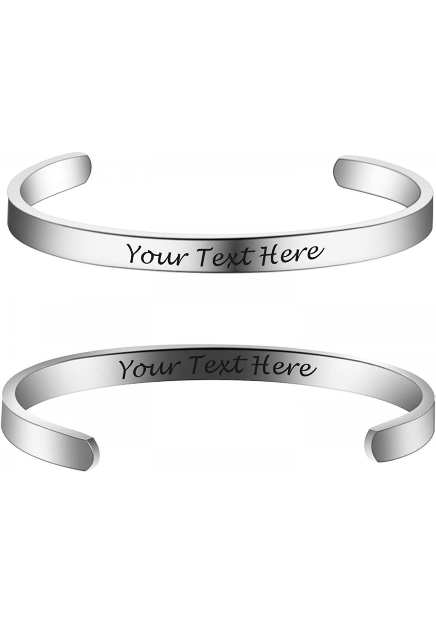 6MM 8MM Personalized Inspirational Bracelets Custom Engraved Name Mantra Quote Any Message Bangle Cuff Customizable $24.02 Cuff