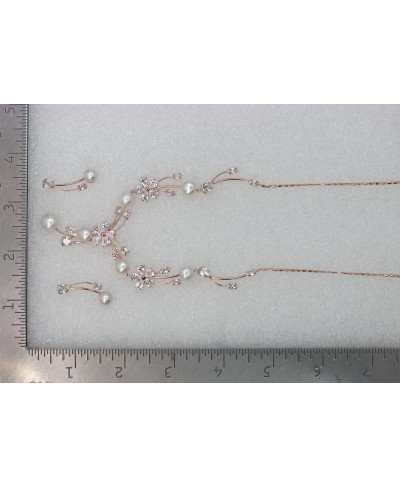 Gorgeous CZ Crystal Freshwater Pearls Floral Necklace Earrings Set $36.65 Jewelry Sets