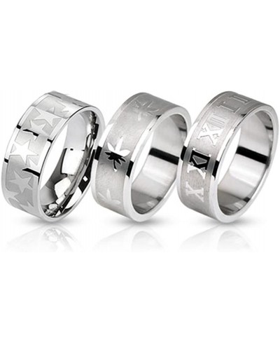 3 Pieces Ring Brushed Center Bands Stainless Steel Rings - Value Pack $12.26 Bands