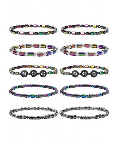 10 Pcs Hematite Magnetic Anklet Bracelet for Women Men Elastic Healing Stretch Beaded Anklet Bracelets Unisex $12.36 Anklets