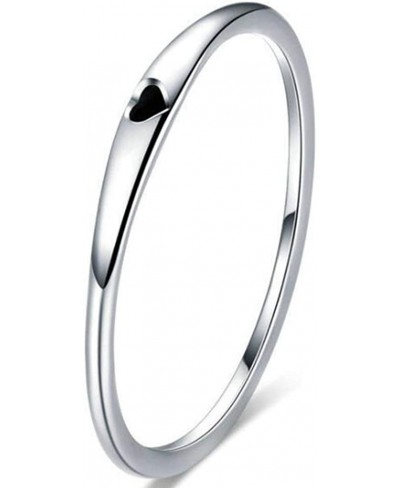 Stainless Steel Heart Shaped Wedding Band Promise Statement Stackable Ring $8.77 Promise Rings