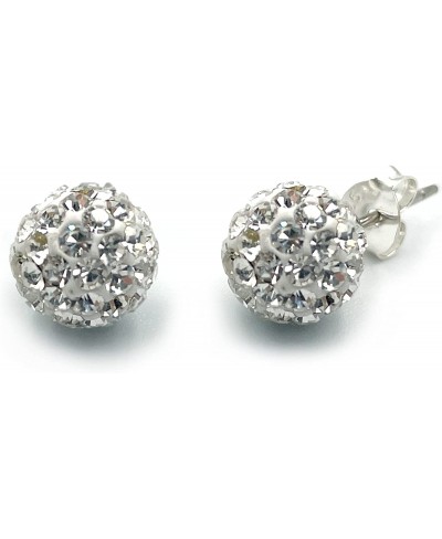 Luxurious Czech Stone White Crystal Ball Sterling Silver Stud Earrings for Women (4size) (6mm) $10.87 Ball