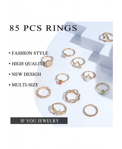 85Pcs Gold Knuckle Rings Set for Women Teen Girls Vintage Boho Punk Cross Butterfly Chain Finger Rings Stackable Rings Midi R...