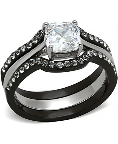 HIS & HERS 4PC BLACK STAINLESS STEEL WEDDING ENGAGEMENT RING & CLASSIC Band SET $29.57 Bridal Sets