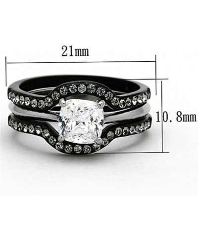 HIS & HERS 4PC BLACK STAINLESS STEEL WEDDING ENGAGEMENT RING & CLASSIC Band SET $29.57 Bridal Sets