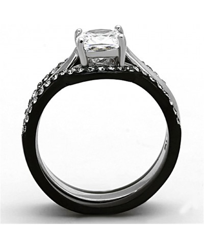 HIS & HERS 4PC BLACK STAINLESS STEEL WEDDING ENGAGEMENT RING & CLASSIC Band SET $29.57 Bridal Sets