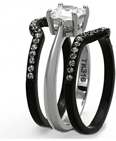 HIS & HERS 4PC BLACK STAINLESS STEEL WEDDING ENGAGEMENT RING & CLASSIC Band SET $29.57 Bridal Sets