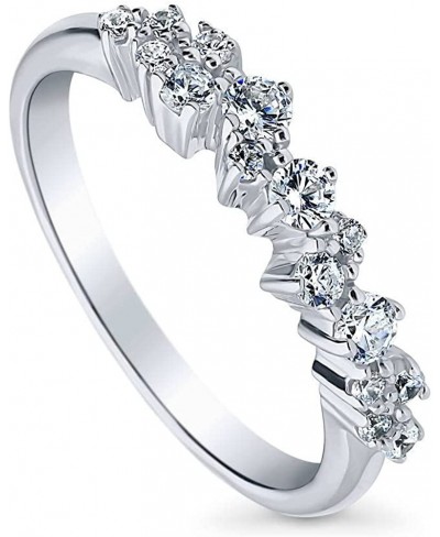 Sterling Silver Cluster Cubic Zirconia CZ Fashion Ring for Women Rhodium Plated Size 4-10 $22.75 Statement