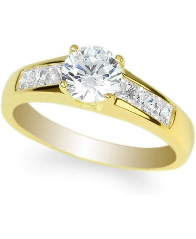 Women's Yellow GP Engagement & Wedding Solitaire Ring with 0.9 Carat Clear Round CZ $33.58 Engagement Rings