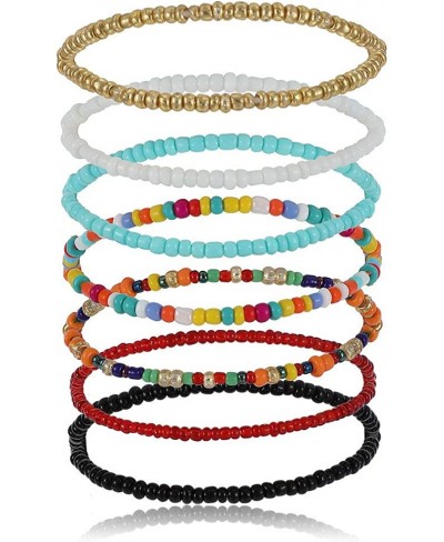 Bead Anklets Africa Beads Bracelet Colorful Beach Elastic Foot Accessories Jewelry for Women and Girls(7pcs) $9.74 Anklets