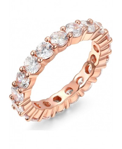 4MM Rose Gold Cubic Zirconia Round Luxury Eternity Rings Box Included $13.62 Eternity Rings