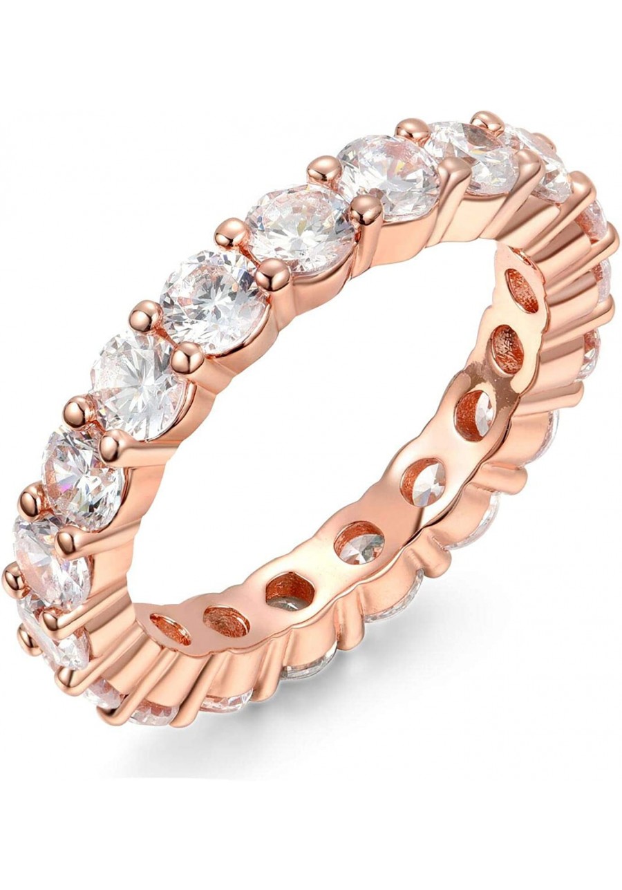 4MM Rose Gold Cubic Zirconia Round Luxury Eternity Rings Box Included $13.62 Eternity Rings