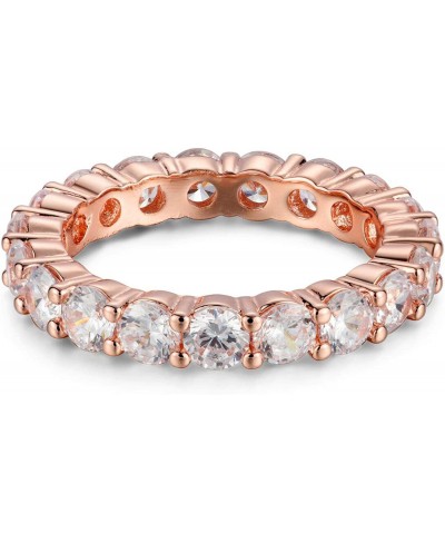 4MM Rose Gold Cubic Zirconia Round Luxury Eternity Rings Box Included $13.62 Eternity Rings