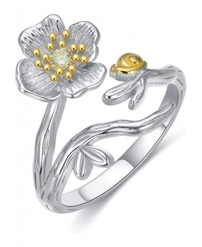 925 Sterling Silver Blooming Poppy Flower Open Ring Adjuastable Ring Jewelry Unique Gift for Women $24.12 Statement