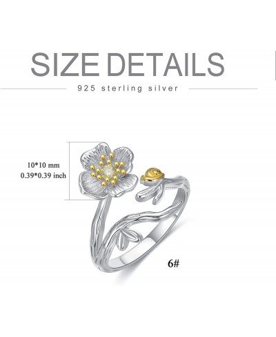 925 Sterling Silver Blooming Poppy Flower Open Ring Adjuastable Ring Jewelry Unique Gift for Women $24.12 Statement