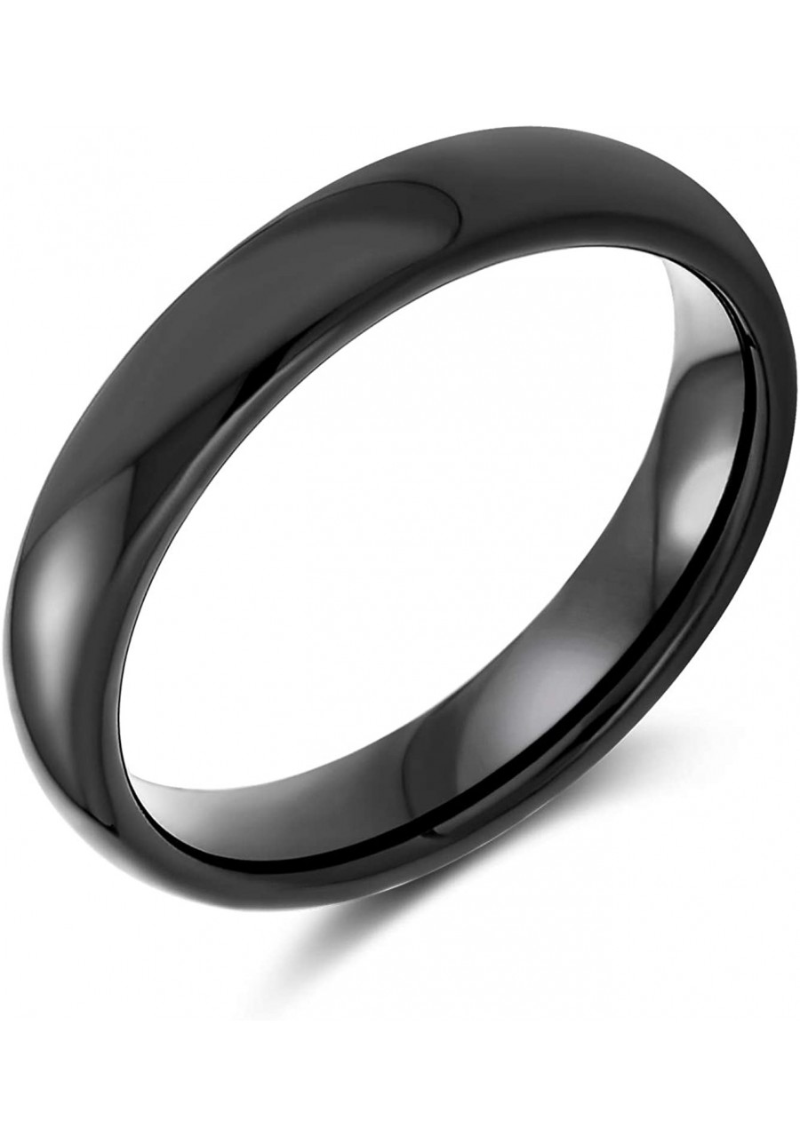 Basic Plain Simple Dome Couples Classic Black Rose Gold Plated Titanium 4MM Wedding Band Ring for Men Women Comfort Fit $17.8...