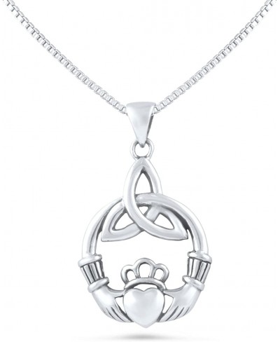 Sterling Silver Celtic Heart Claddagh Necklace $26.65 Pendants & Coins