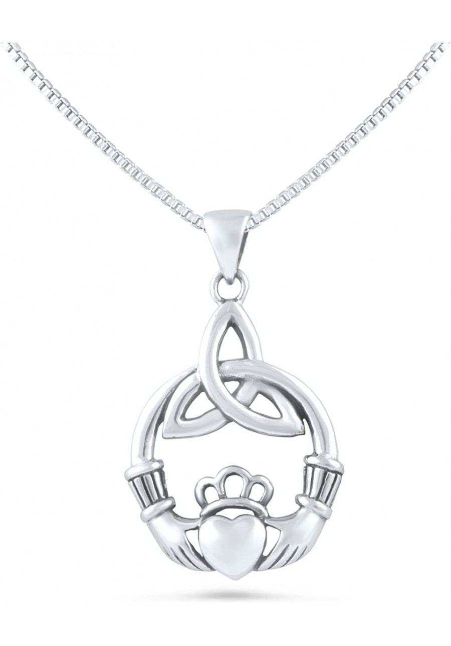 Sterling Silver Celtic Heart Claddagh Necklace $26.65 Pendants & Coins