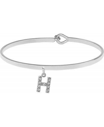 Crystal Initial Charm Bangle Bracelet with Lock for Tight Design $11.72 Bangle