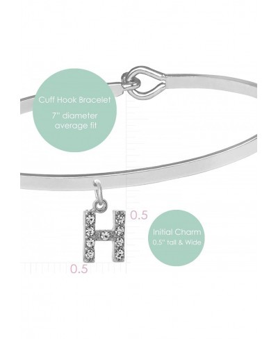 Crystal Initial Charm Bangle Bracelet with Lock for Tight Design $11.72 Bangle