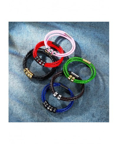 Mens Leather Braided Bracelets with 2-6 Custom Name Beads Engraved Customized Gifts for Men Women Rope Bracelet Boyfriend Gif...