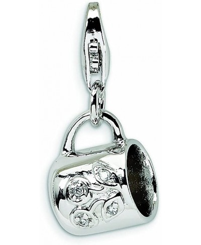 Sterling Silver CZ Baby Cup Lobster Clasp Bracelet Charm $22.26 Charms & Charm Bracelets