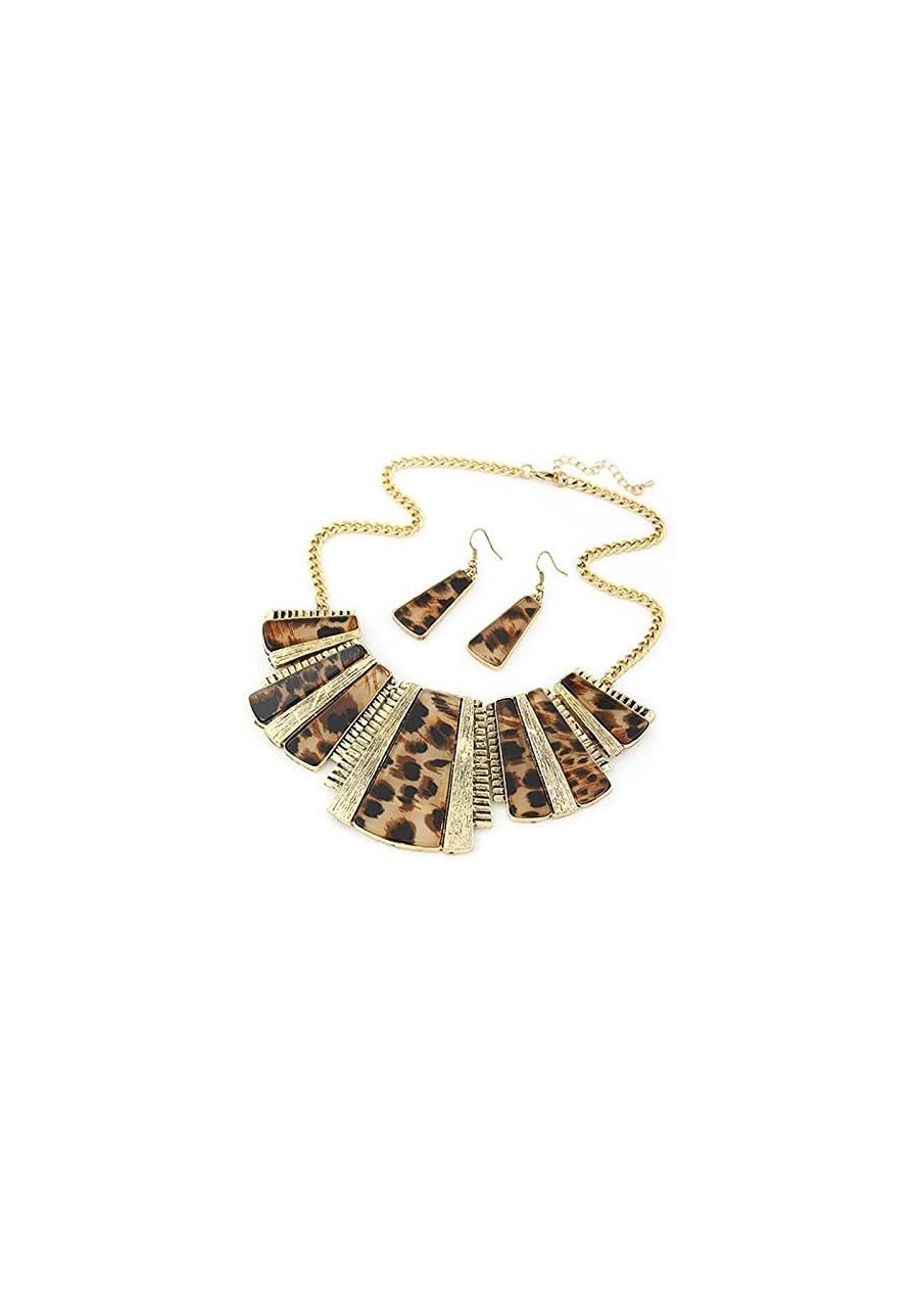 2023 Fashion New Gold Tone Style Leopard Grain Necklace Collar Bib +Earrings Jewelry Set for Women Girl Jewelry Gift $13.09 J...