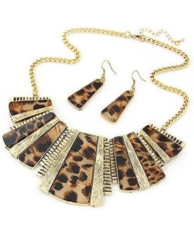 2023 Fashion New Gold Tone Style Leopard Grain Necklace Collar Bib +Earrings Jewelry Set for Women Girl Jewelry Gift $13.09 J...