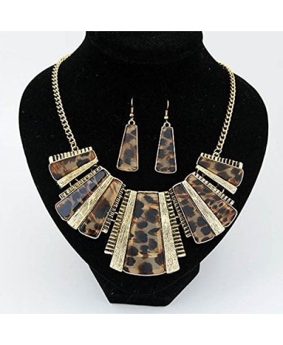 2023 Fashion New Gold Tone Style Leopard Grain Necklace Collar Bib +Earrings Jewelry Set for Women Girl Jewelry Gift $13.09 J...