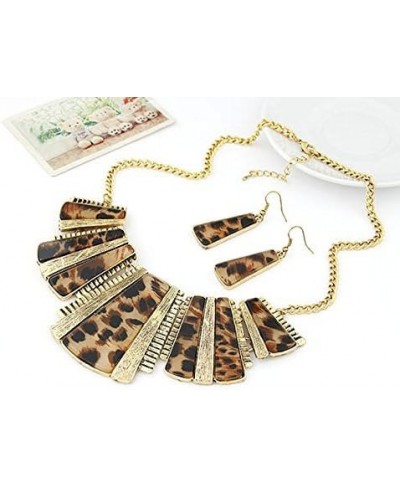 2023 Fashion New Gold Tone Style Leopard Grain Necklace Collar Bib +Earrings Jewelry Set for Women Girl Jewelry Gift $13.09 J...