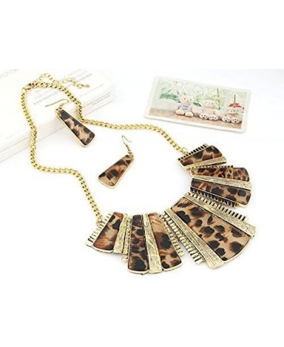 2023 Fashion New Gold Tone Style Leopard Grain Necklace Collar Bib +Earrings Jewelry Set for Women Girl Jewelry Gift $13.09 J...