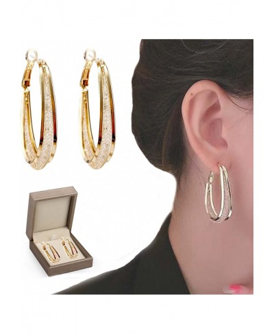 Woven Mesh Oval Earrings - Silver and 14K Gold Women Hoop Earrings Oval Shiny Earrings Shining Hoop Earrings for Women Girls ...