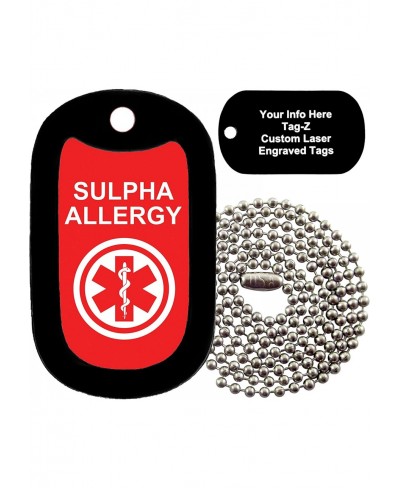 Military Dog Tags - Medical Alert SULPHA Allergy - Engraved Military Dog Tag Necklace $9.42 Pendants & Coins