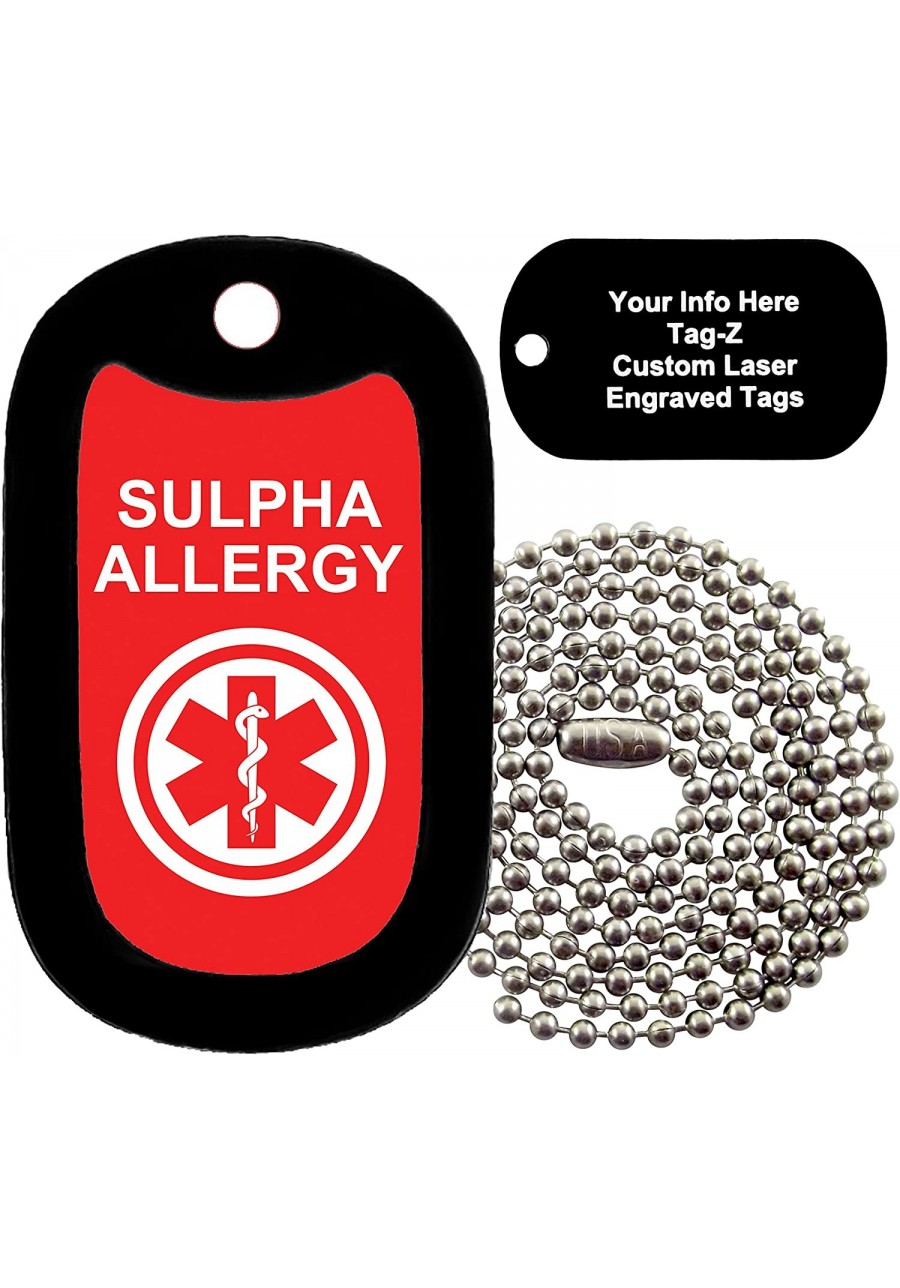 Military Dog Tags - Medical Alert SULPHA Allergy - Engraved Military Dog Tag Necklace $9.42 Pendants & Coins