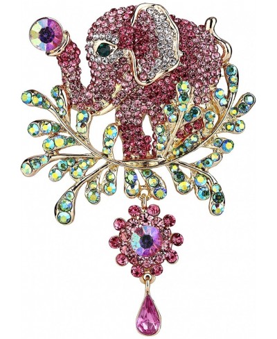 Women's Austrian Crystal Rhinestone Adorable Animal Elephant Teardrop Brooch Gold-Tone $18.99 Brooches & Pins