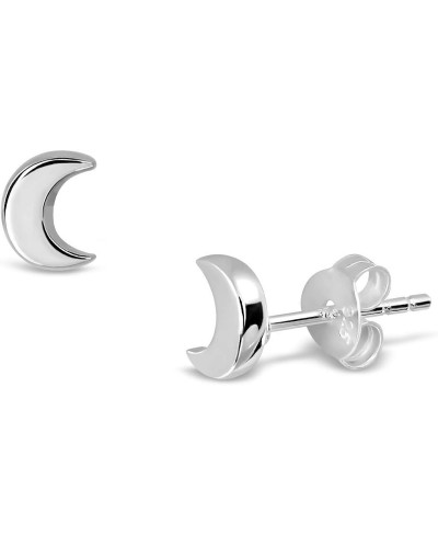 Sterling Silver Crescent Half Moon Tiny Minimal Hypoallergenic Stud Post Earrings Small Dainty Jewelry for Women $34.79 Stud