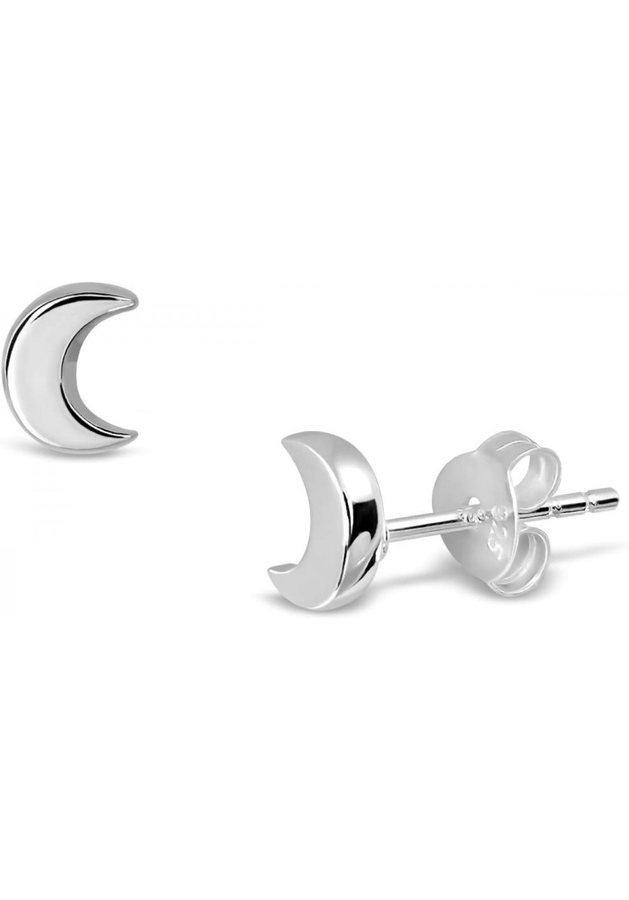 Sterling Silver Crescent Half Moon Tiny Minimal Hypoallergenic Stud Post Earrings Small Dainty Jewelry for Women $34.79 Stud