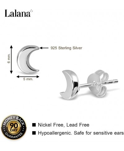 Sterling Silver Crescent Half Moon Tiny Minimal Hypoallergenic Stud Post Earrings Small Dainty Jewelry for Women $34.79 Stud