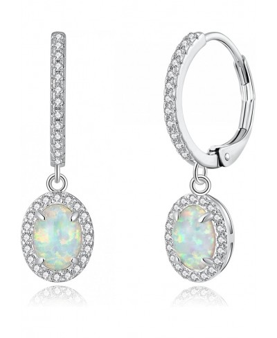 Womens Opal Dangle Earrings for Girls 14K White Gold Plated Opal Jewelry Gift $19.89 Drop & Dangle