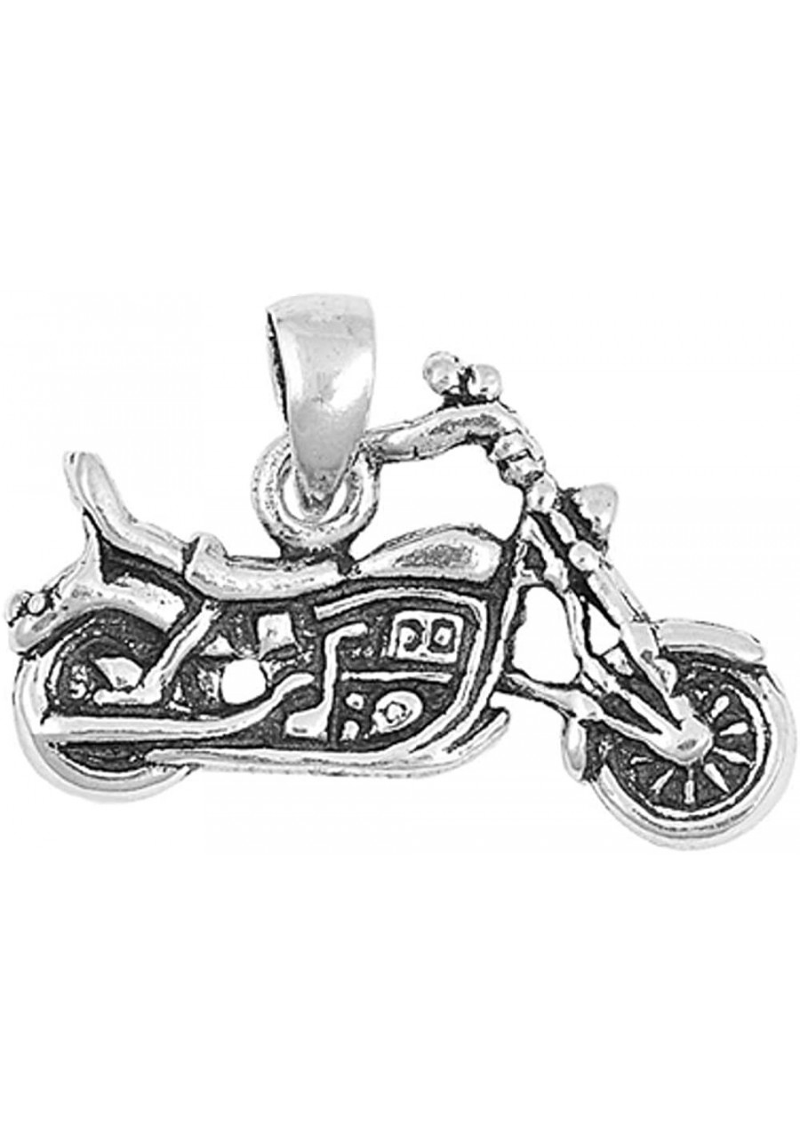 Sterling Silver Plain Motorcycle Charm Pendant $13.56 Pendants & Coins