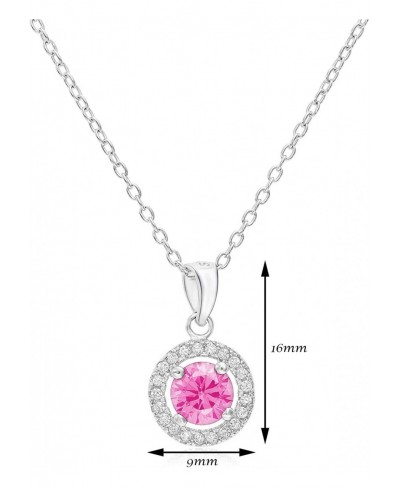 Sterling Silver Simulated Tourmaline October CZ Birthstone Halo Pendant $19.32 Pendants & Coins