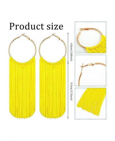 8 Pairs Hoop Statement Tassels Dangle Drop Earrings Bohemian Tassel Earrings Set Colorful Fringe Statement Earrings for Women...