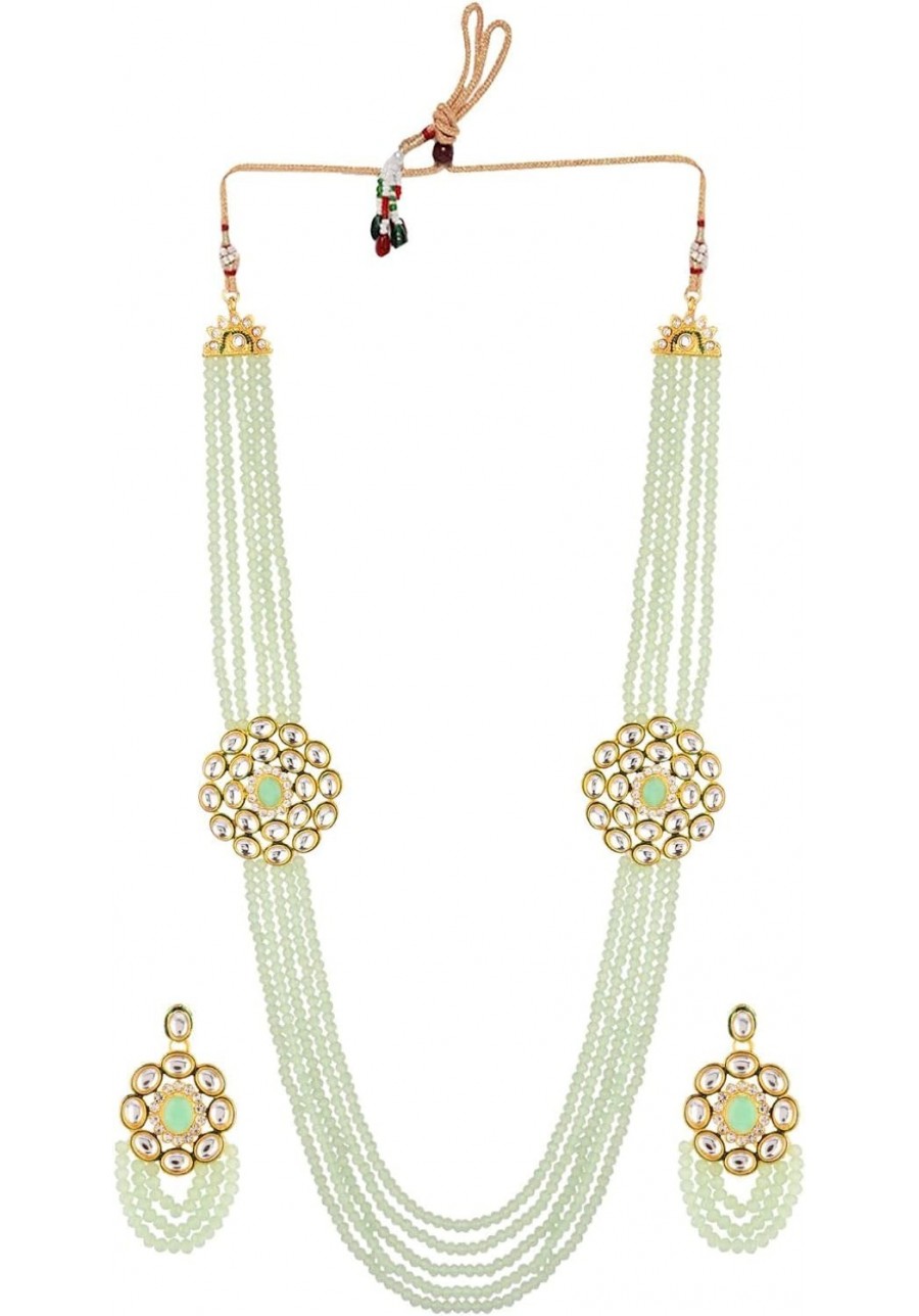 Indian Jewelry Bridal Set Kundan Crystal Faux Pearl Multi Layered Strand Beaded Pendant Necklace Dangle Earrings Bollywood Je...