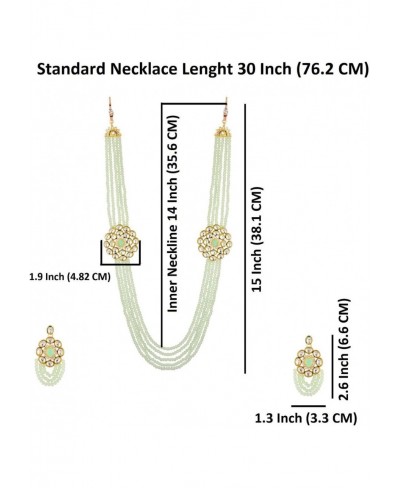 Indian Jewelry Bridal Set Kundan Crystal Faux Pearl Multi Layered Strand Beaded Pendant Necklace Dangle Earrings Bollywood Je...