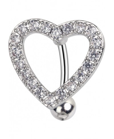 Heart Belly Button Rings Paved CZ Navel Ring 14G Dangle Belly Rings Stainless Steel Navel Heart Piercing Jewelry for Women $9...