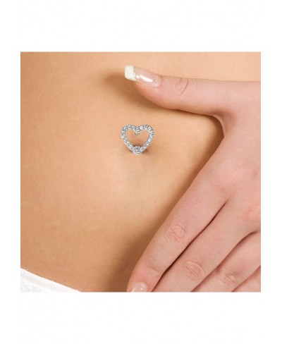 Heart Belly Button Rings Paved CZ Navel Ring 14G Dangle Belly Rings Stainless Steel Navel Heart Piercing Jewelry for Women $9...