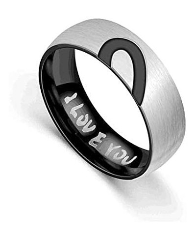 Promise Couple Rings Matching Heart I Love You Engraved Titanium Steel for Couples Wedding Engagement Band Rings Width 6mm $8...