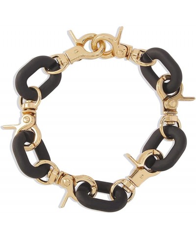 Chunky Link Bracelet Acrylic Bracelets Black Chain Bracelets with Multi Lobster Clasp for Women Teens Girls $11.61 Link